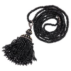 Black Spinel and Fancy Color Diamond Tassel Necklace
