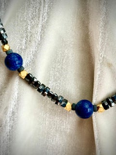 Black spinel and lapis lazuli necklace