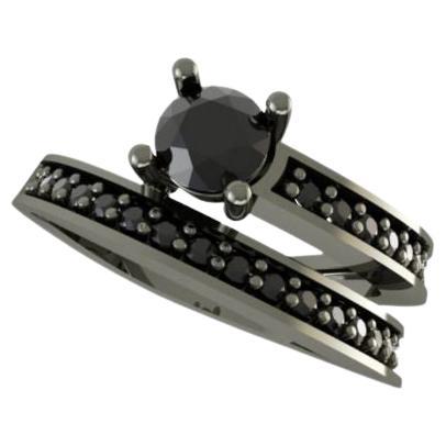 Anello Pavé di Spinello Nero e Onice con finitura in rodio nero in vendita