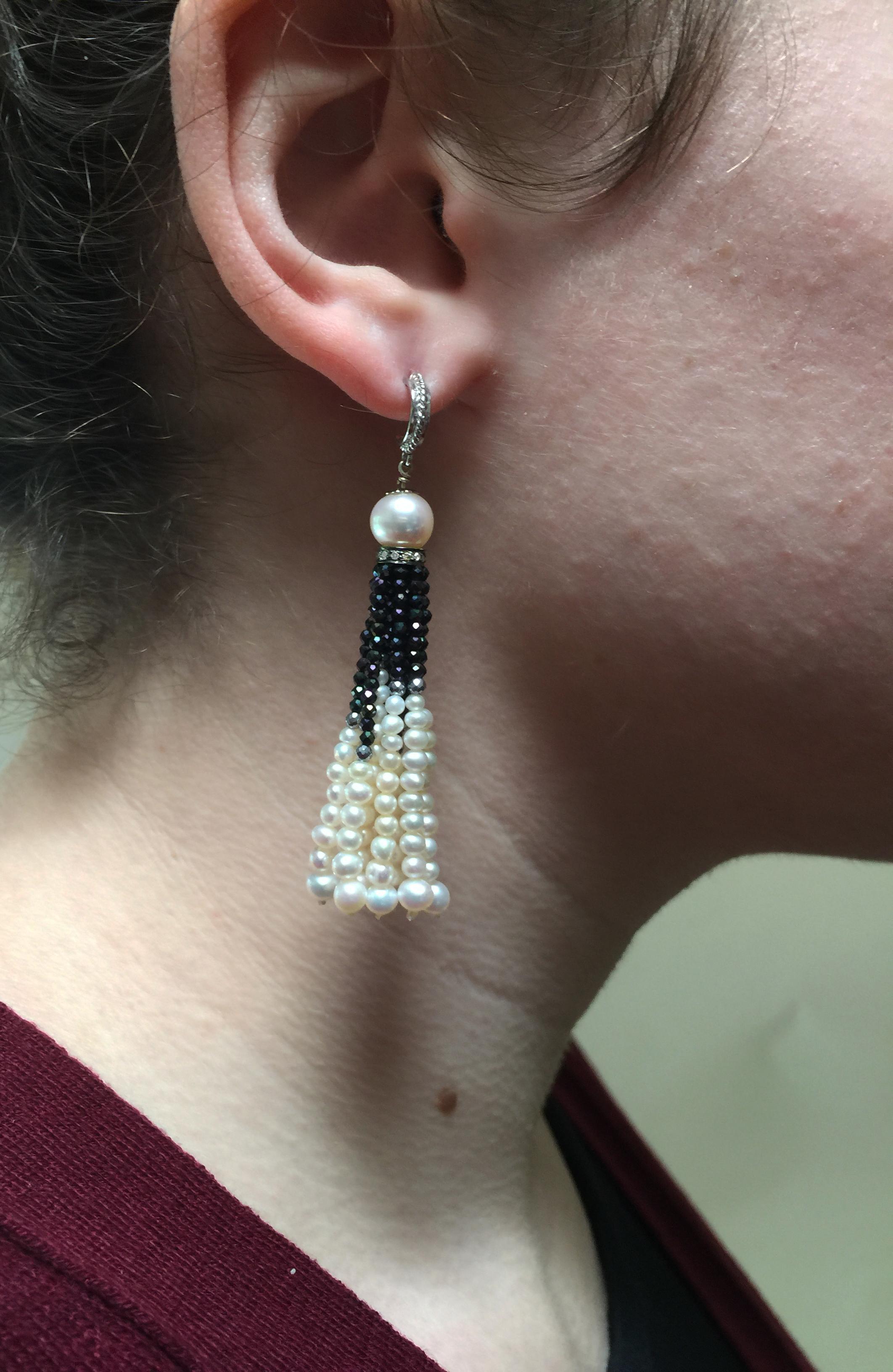 black and white tassel earrings