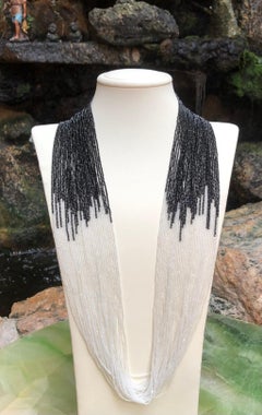 Black Spinel and White Topaz Bead Necklace