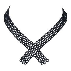 Marina J Black Spinel Collar Necklace with a 14 k Yellow Gold Clasp