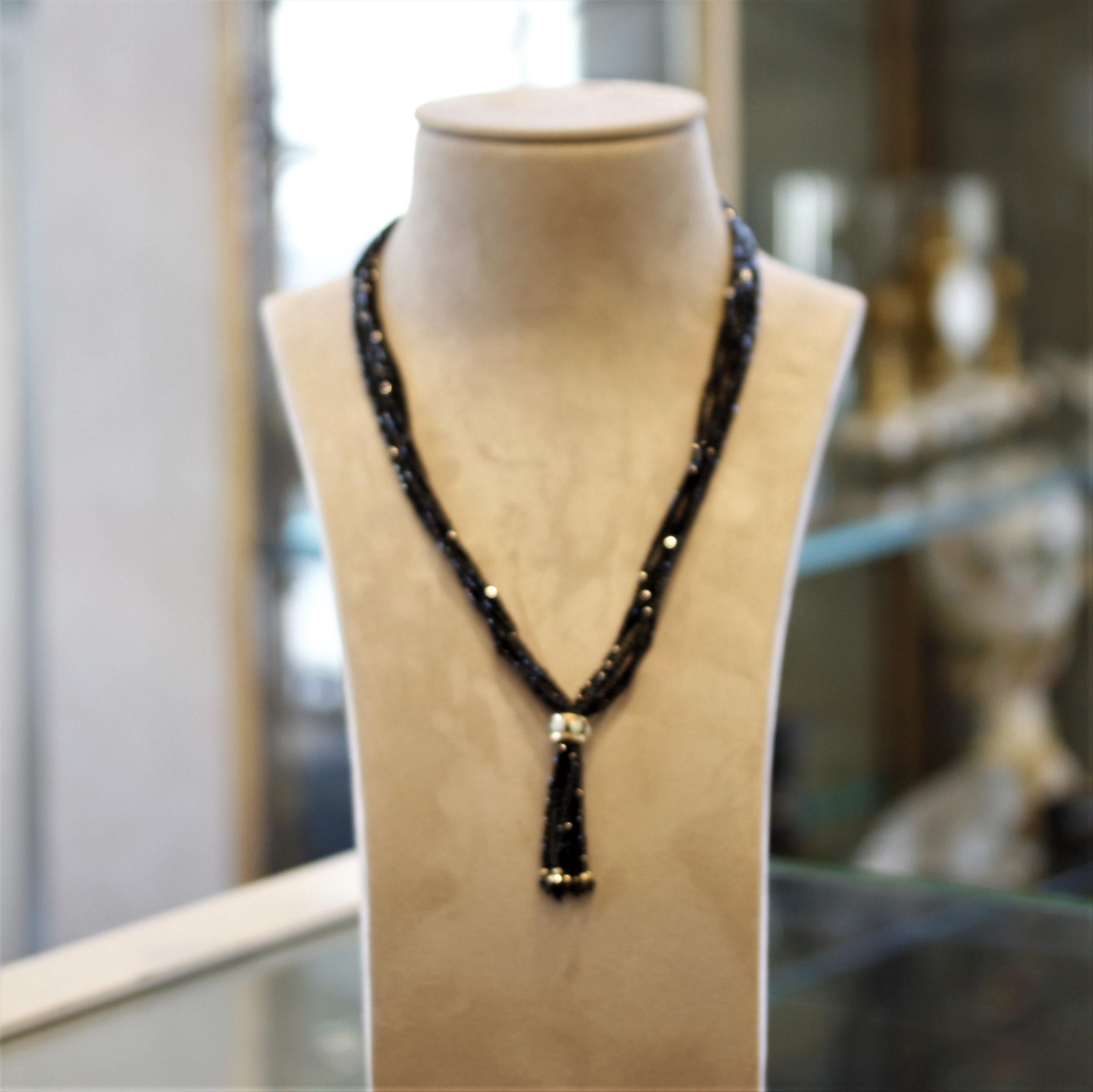 Black Spinel Opal Gold Bead Necklace 1