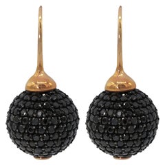 Black Spinel Pave 18 Karat Pink Gold Earrings