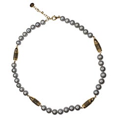 Collana con Spinello Nero Pave Gold Bullet Rocket Grey Pearl in argento Sterling Vermeil
