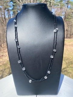 1920s Style Necklace with Black Spinel Beads in Sterling Silver