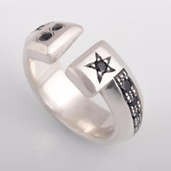 Bague fer à cheval Lucky en argent sterling et spinelle noire