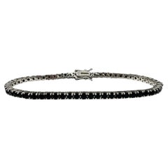 Black Spinel Tennis Bracelet Sterling Silver 3mm 7.5in New
