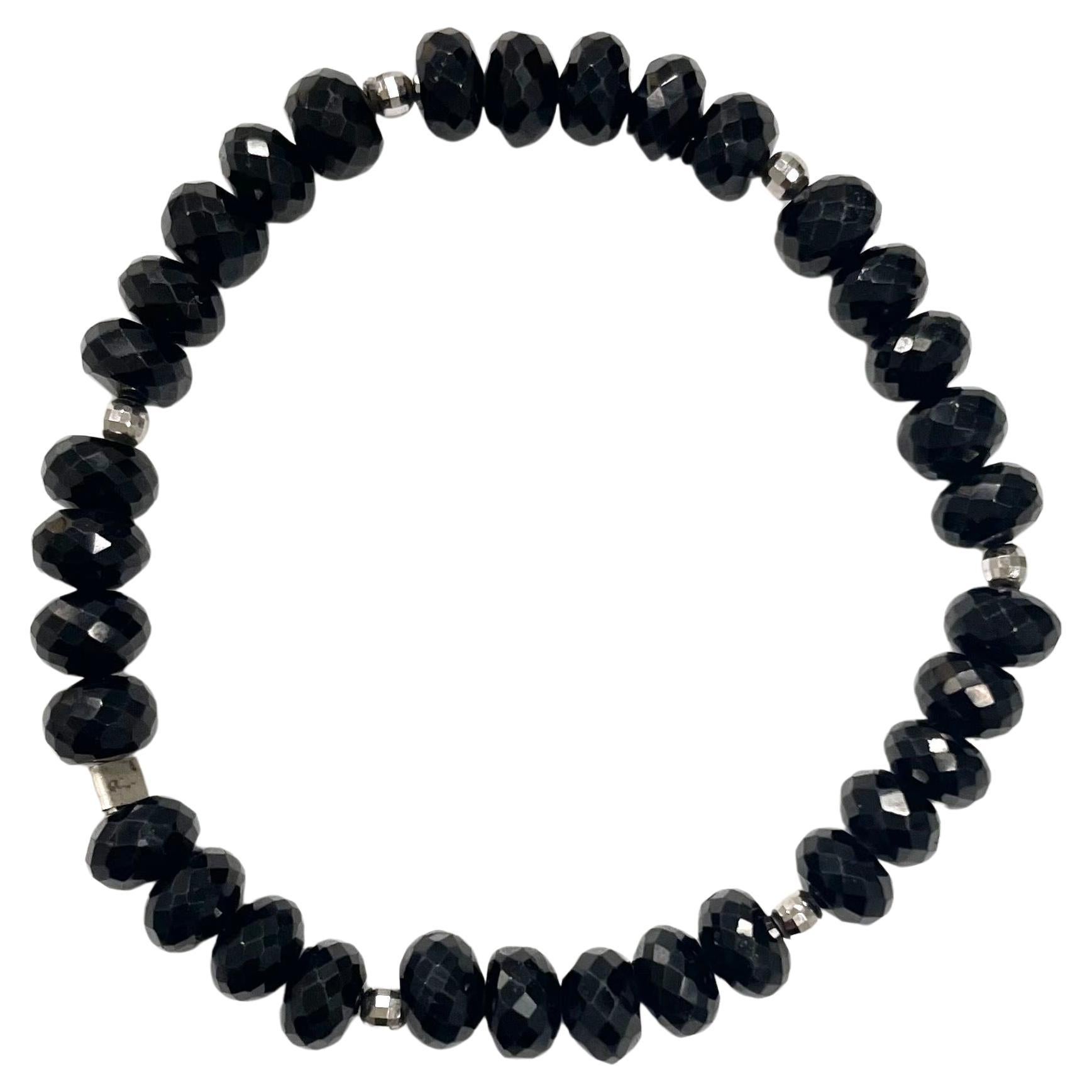 Artisan  Black Spinel with White Gold Accents Paradizia Bracelet  For Sale