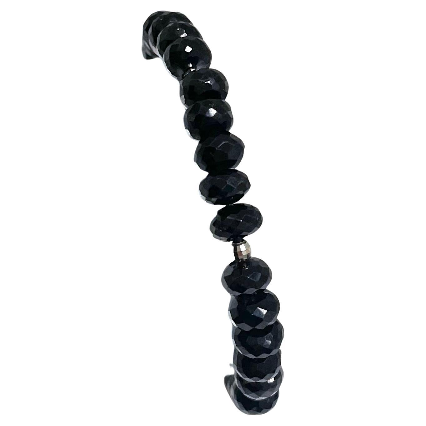 Bead  Black Spinel with White Gold Accents Paradizia Bracelet  For Sale