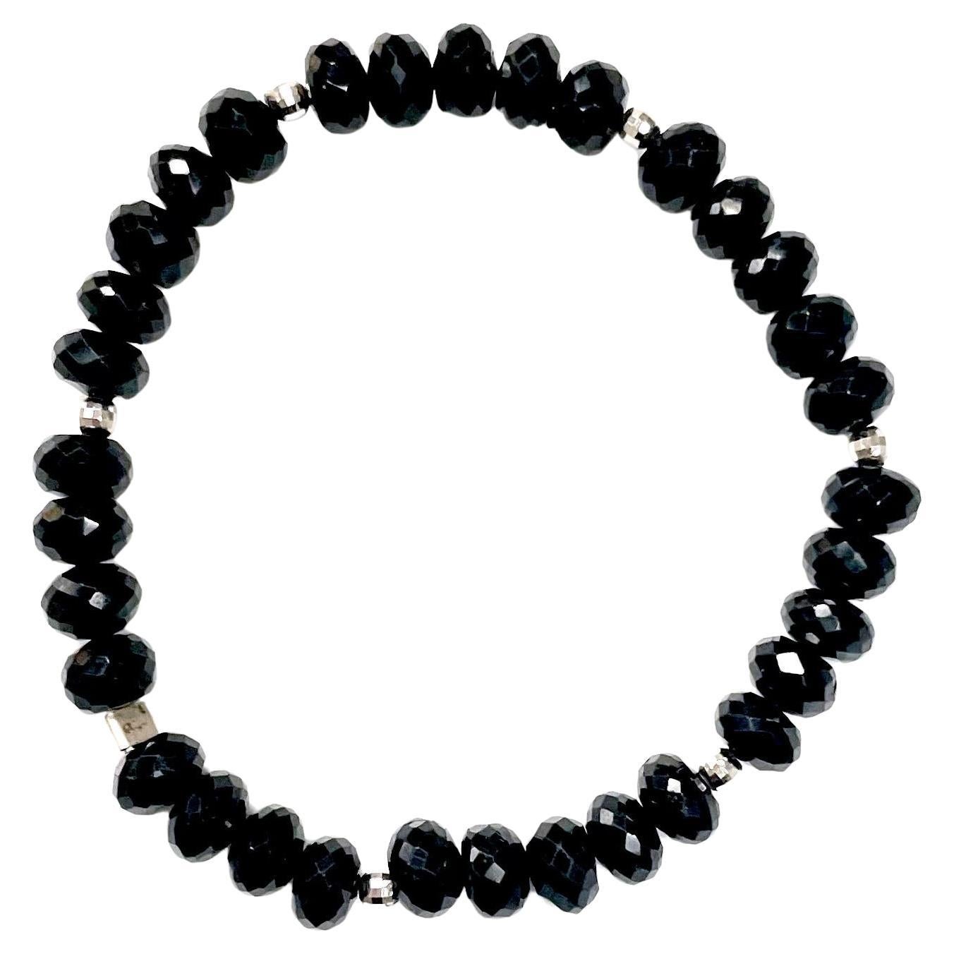  Bracelet Paradizia en spinelle noire avec touches d'or blanc 