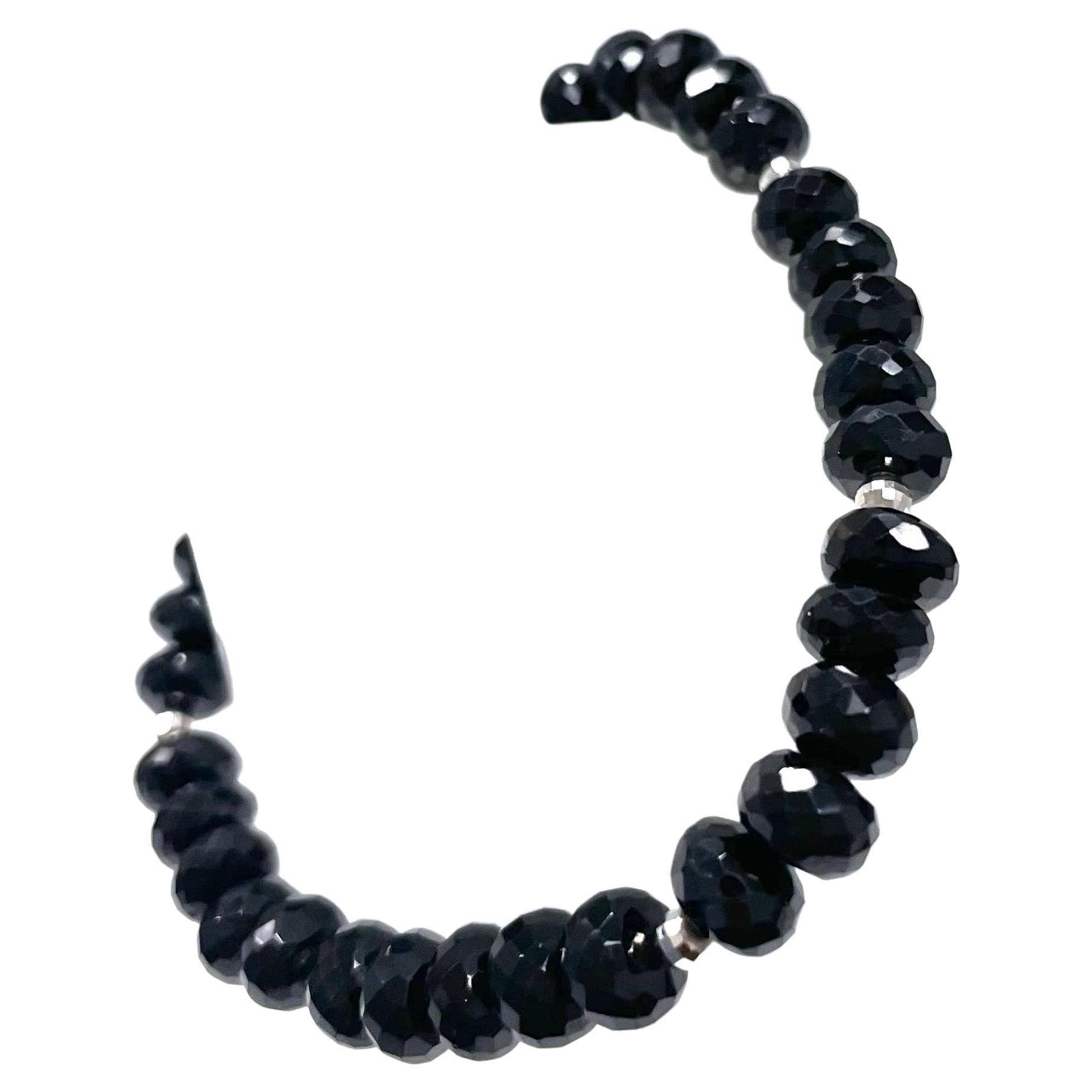 Artisan Black Spinel with White Gold Accents Paradizia Bracelet For Sale