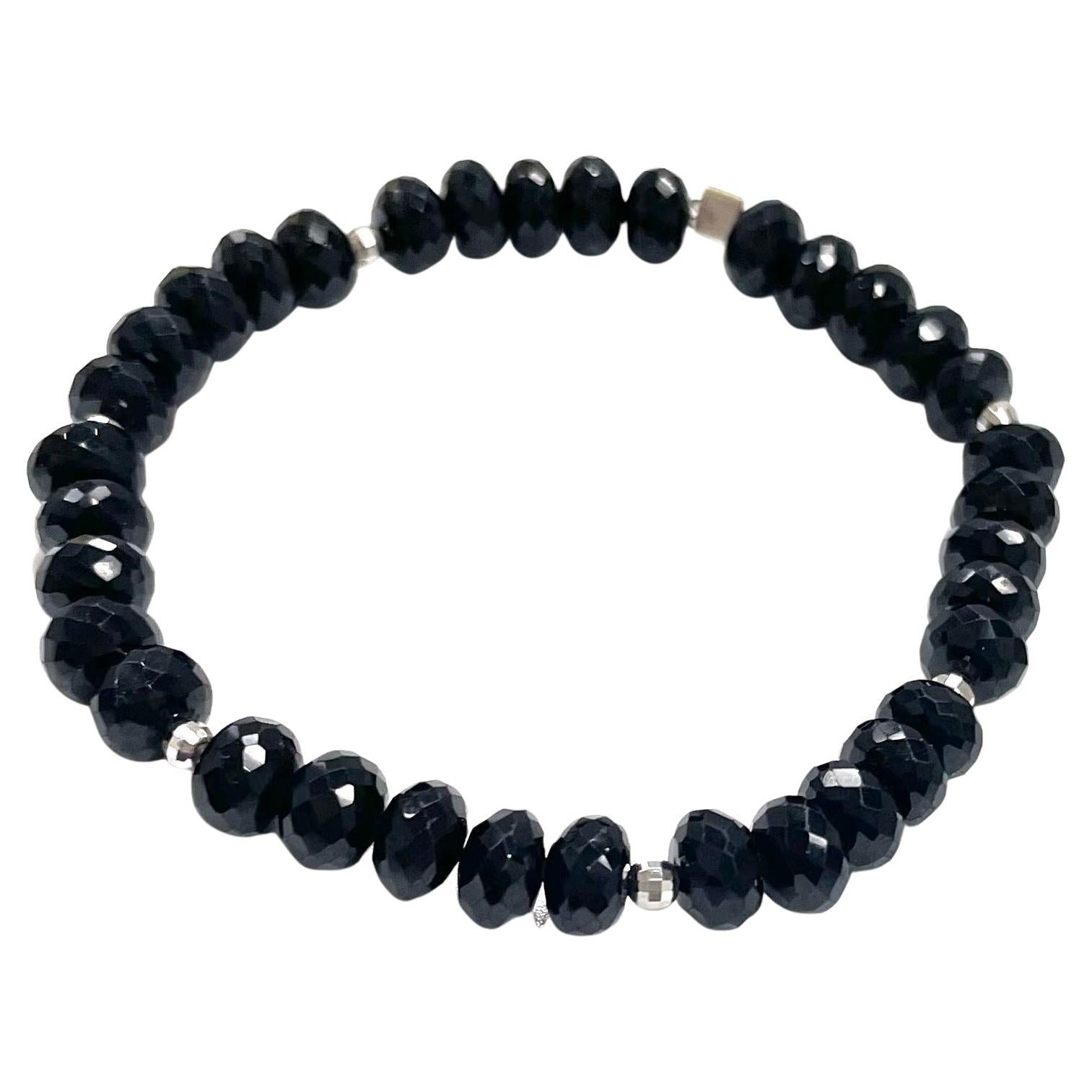 Bead Black Spinel with White Gold Accents Paradizia Bracelet For Sale