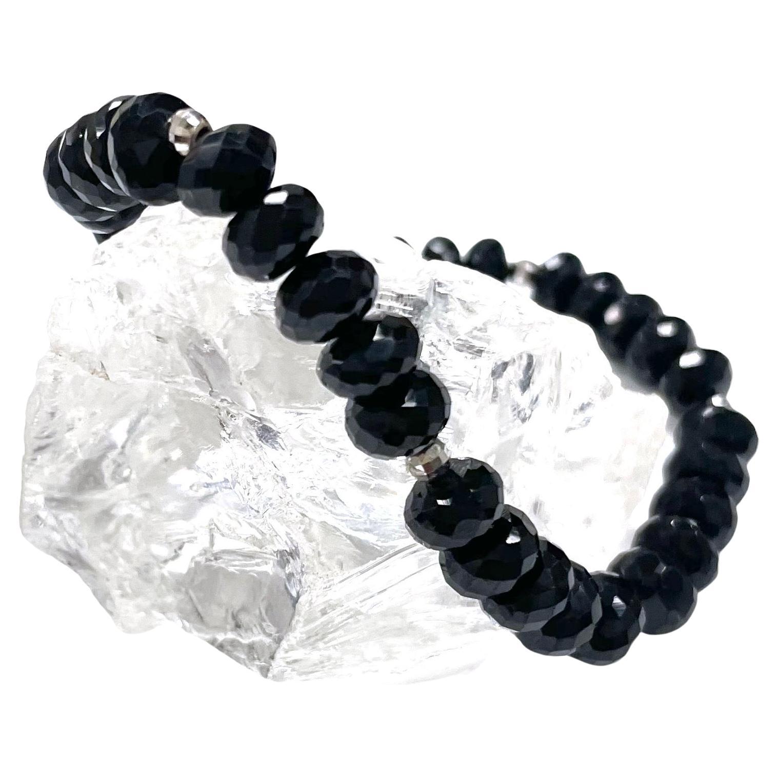 Bracelet Paradizia en spinelle noire avec touches d'or blanc Pour femmes en vente