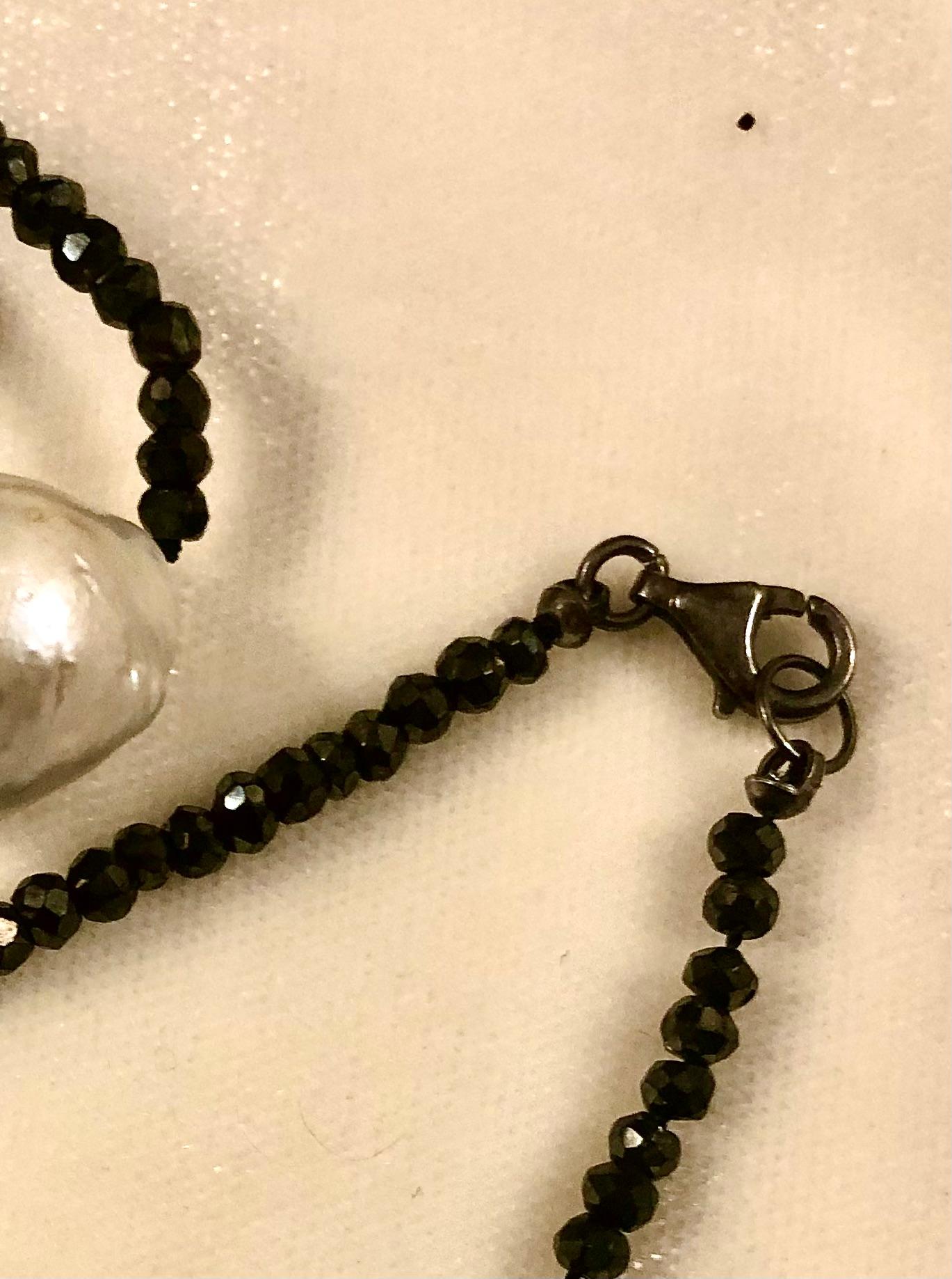 Art Deco Black spinels , baroque pearls and black pearl necklace For Sale