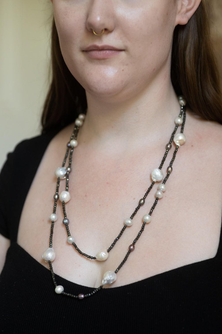 Collier En Perles De Culture Baroques Avec Spinelle Noire - ROSEMIMOSA Neuf étiquettes - Plaqué Or Jaune