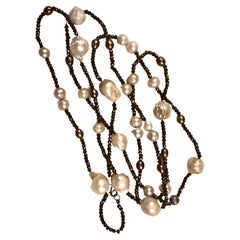 Black spinels , baroque pearls and black pearl necklace