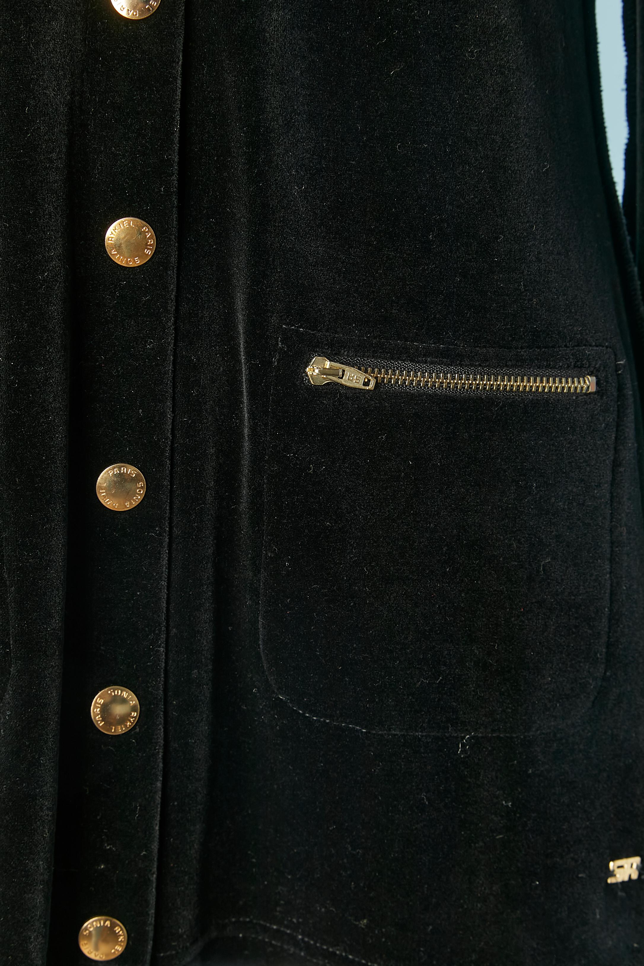 Black sponge velvet jacket Sonia Rykiel  In Excellent Condition For Sale In Saint-Ouen-Sur-Seine, FR