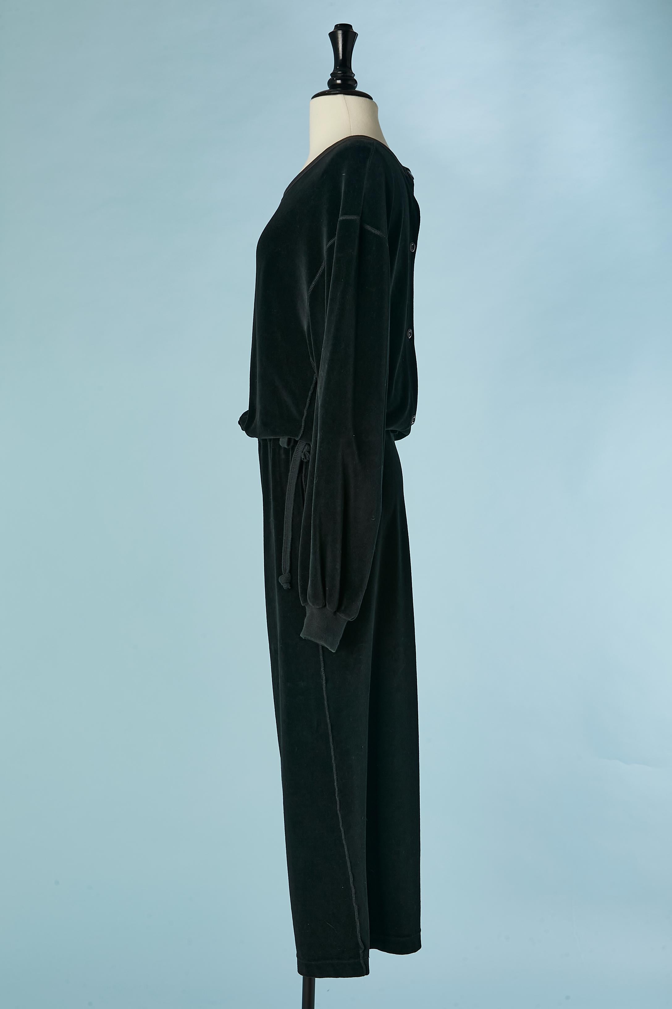 Women's Black sponge velvet jumpsuit Sonia Rykiel Circa 1990's  For Sale