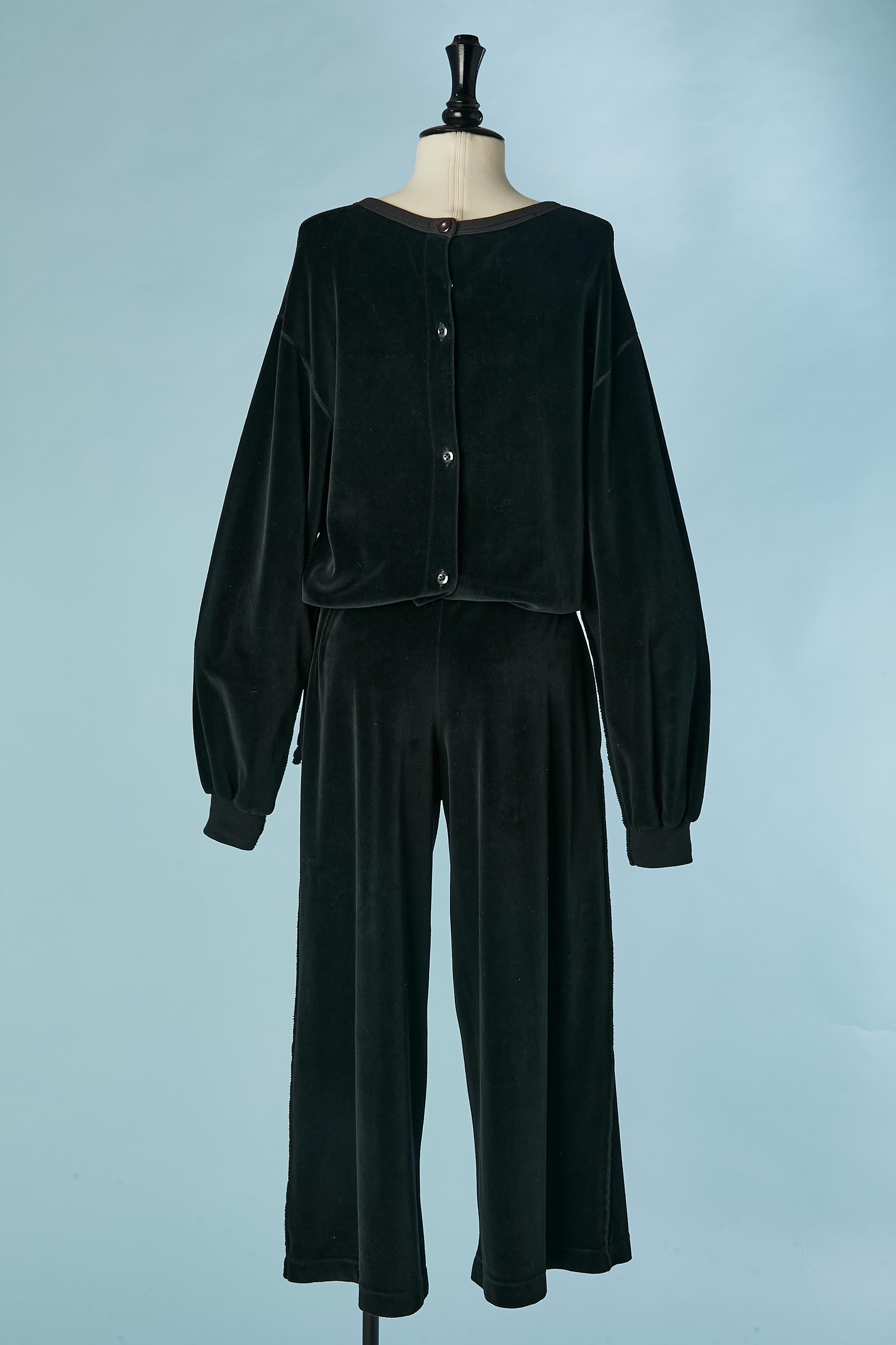 Black sponge velvet jumpsuit Sonia Rykiel Circa 1990's  For Sale 1