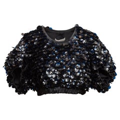 Schwarzes Sportmax Pailletten-Crop-Top Größe US 6