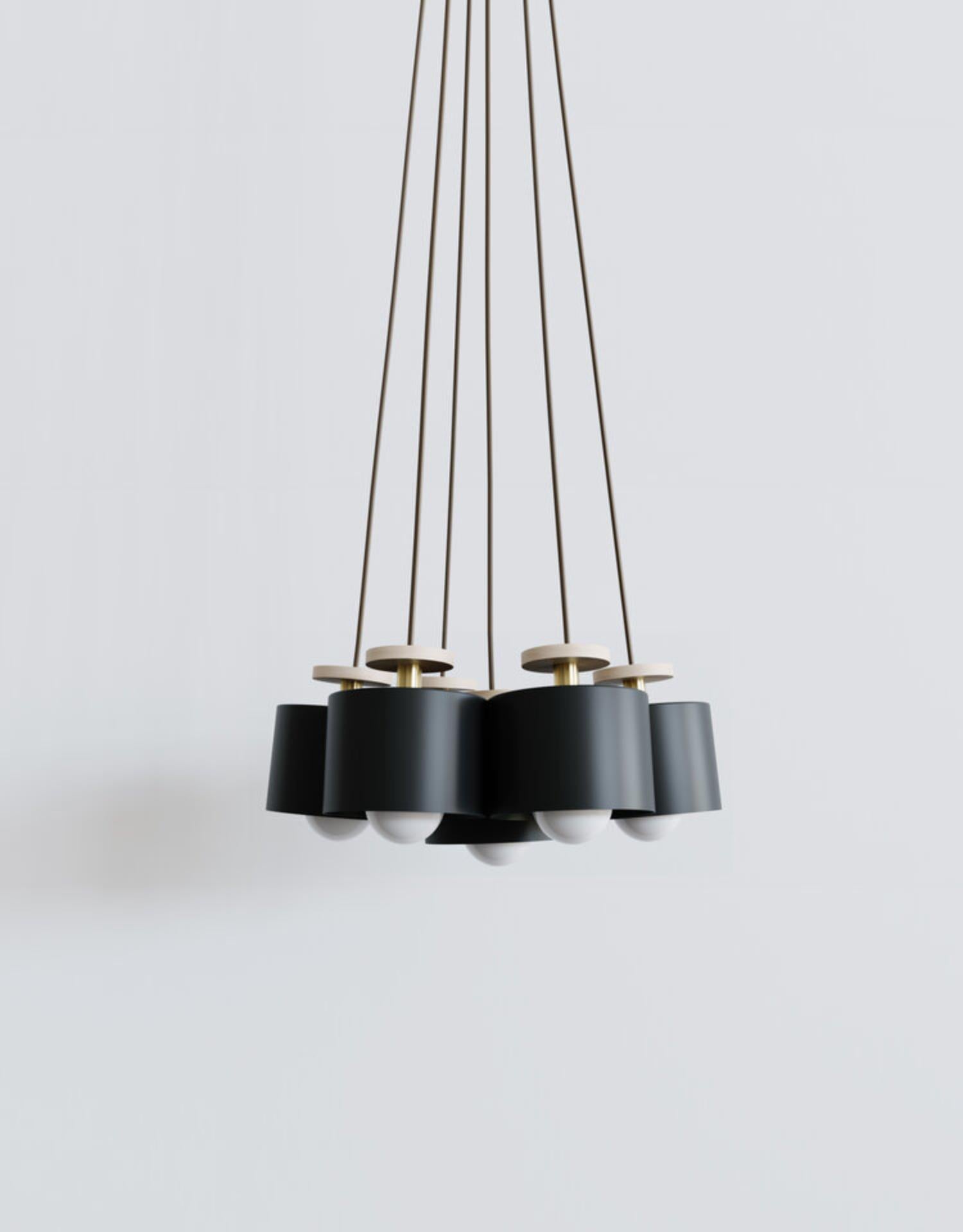 Schwarze gesponnene Cluster-Leuchte aus 5 Teilen von Ladies & Gentlemen Studio im Zustand „Neu“ im Angebot in Geneve, CH