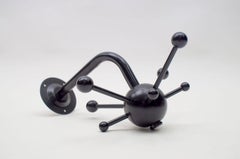 Black Sputnik Wall Hook Lacquered Wood and Metal in the Style of Osvaldo Borsani