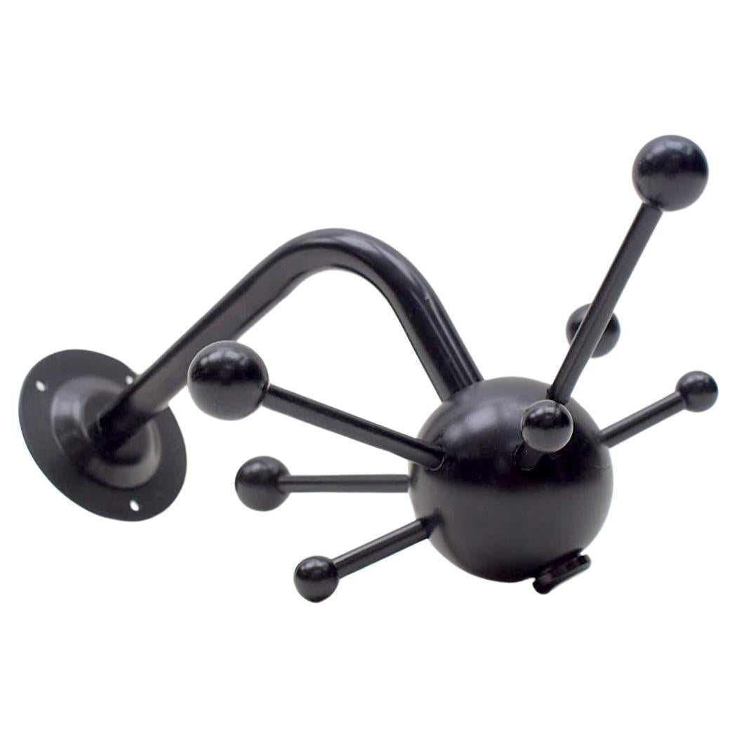 Black Sputnik Wall Hook Style Osvaldo Borsani Lacquered Wood and Metal