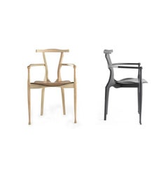 Black Stackable Ash Wooden Chair with Armrests by Oscar Tusquets