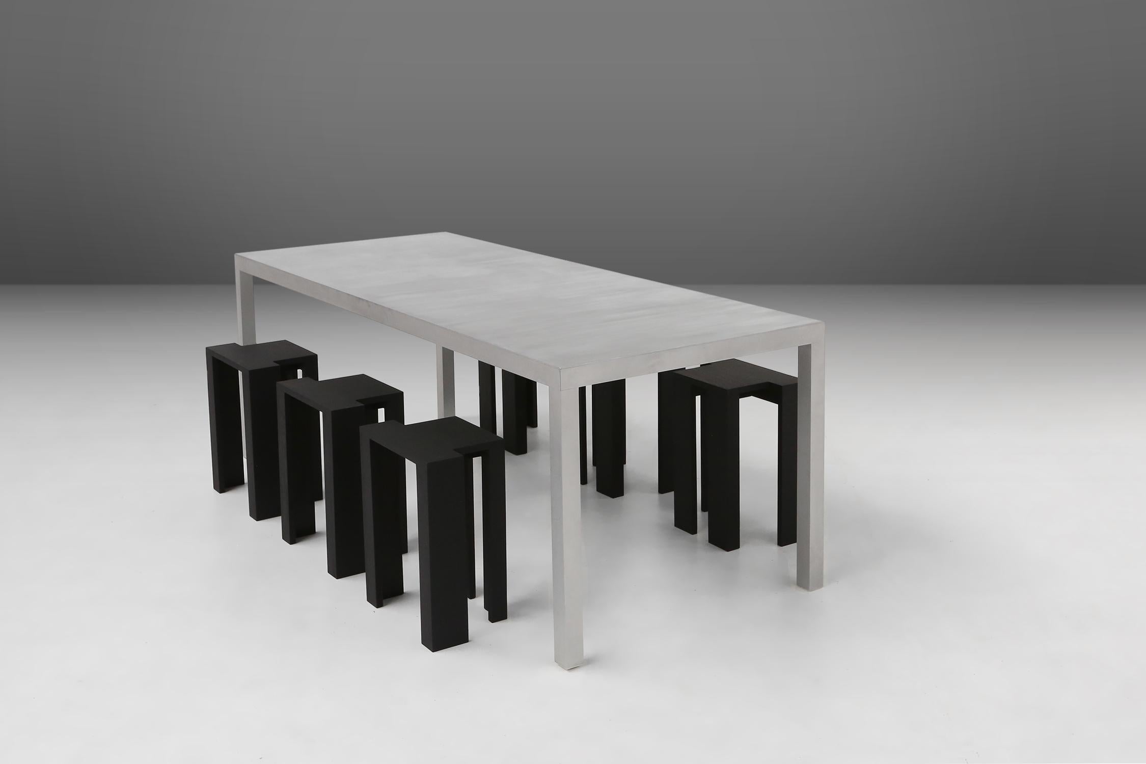 Black stackable stools of side tables (new) by Bram Vanderbeke, Belgium, 2017  For Sale 7