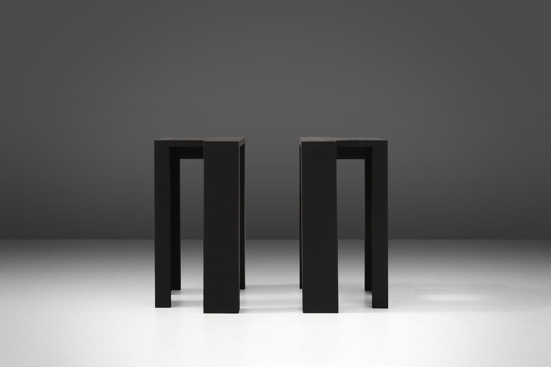 Black stackable stools of side tables (new) by Bram Vanderbeke, Belgium, 2017  For Sale 9