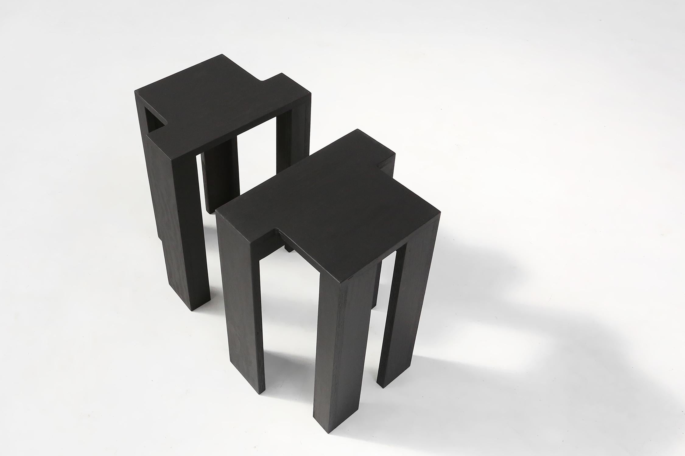 Black stackable stools of side tables (new) by Bram Vanderbeke, Belgium, 2017  For Sale 10
