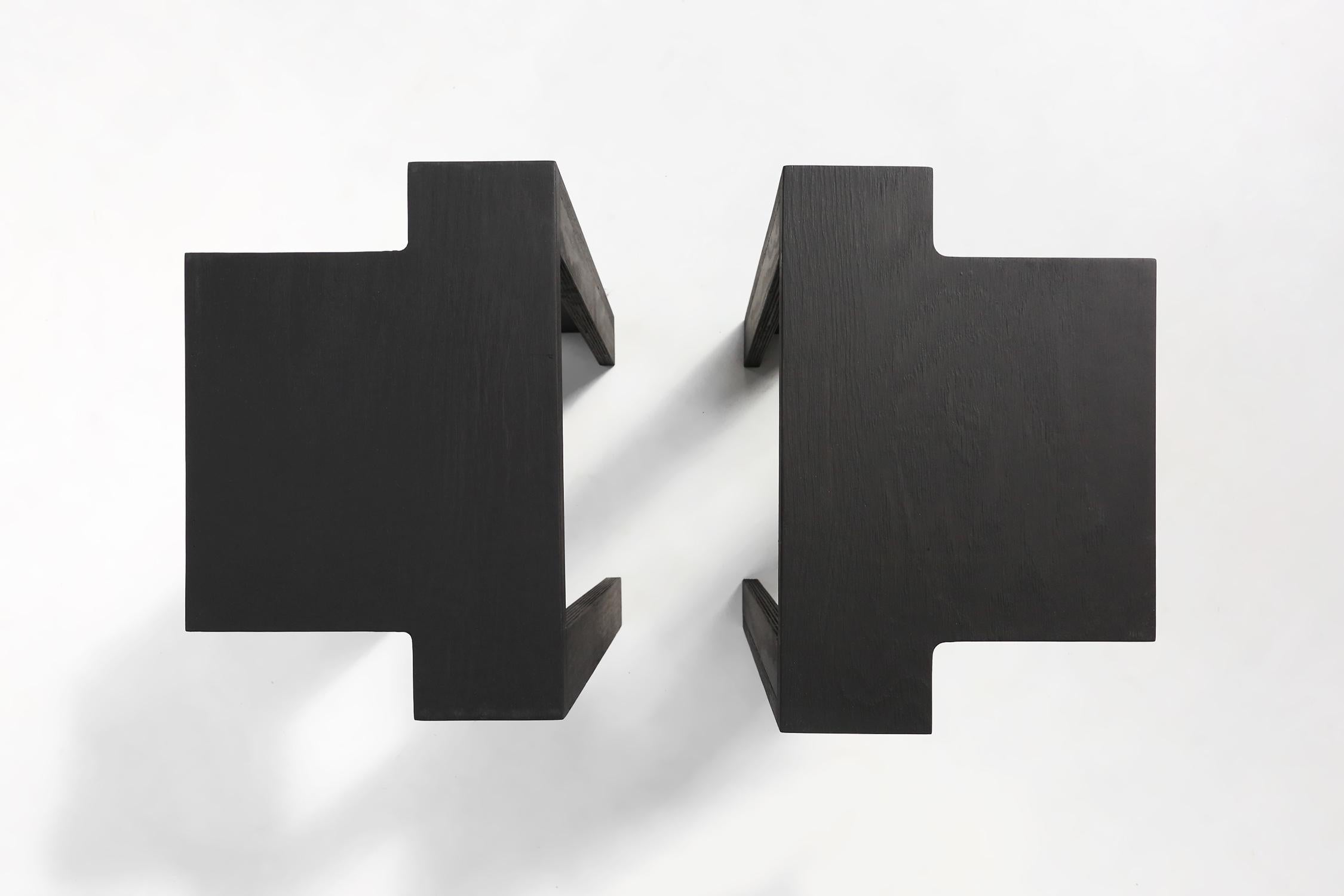 Black stackable stools of side tables (new) by Bram Vanderbeke, Belgium, 2017  For Sale 11