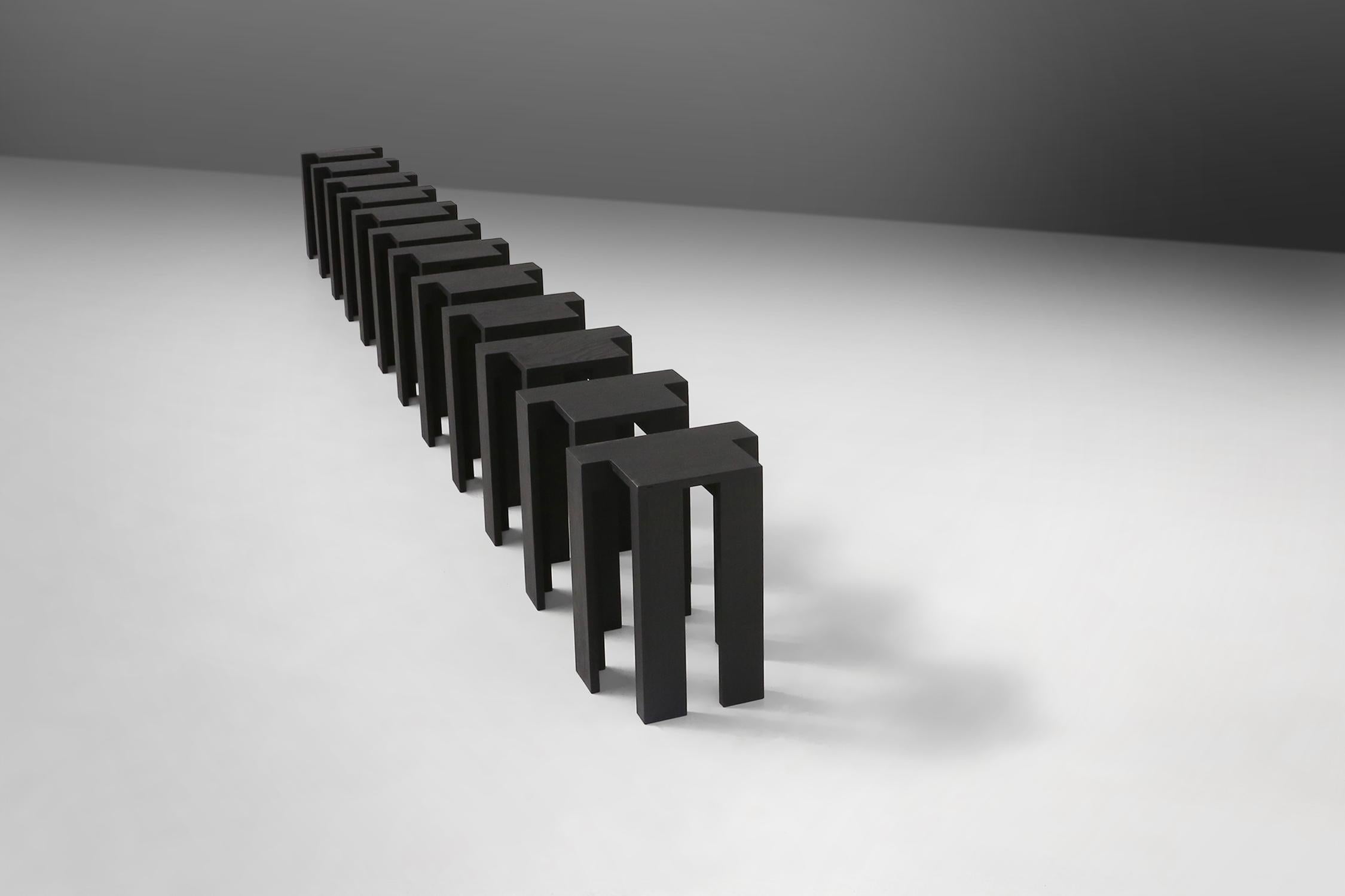 Modern Black stackable stools of side tables (new) by Bram Vanderbeke, Belgium, 2017  For Sale