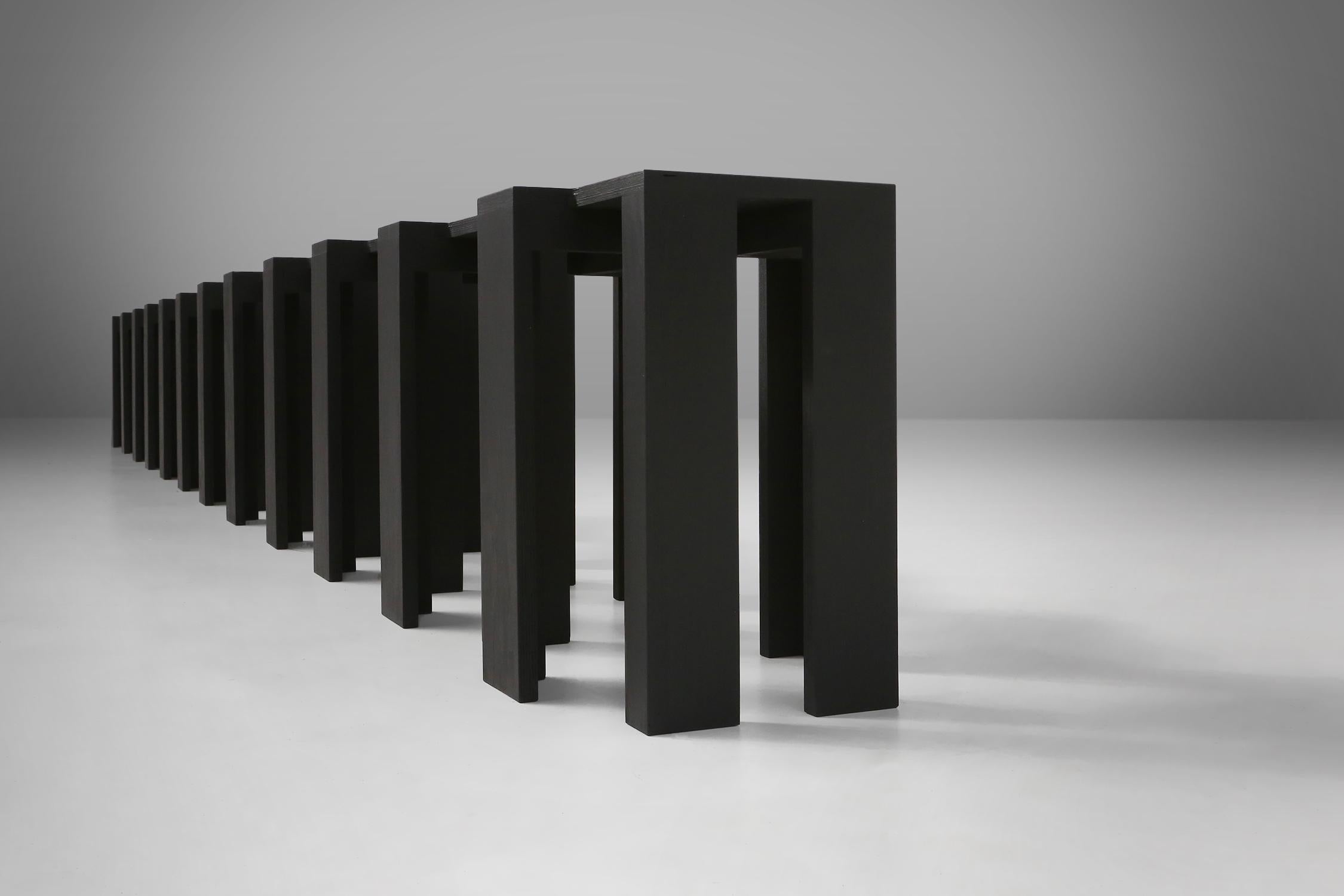 Belgian Black stackable stools of side tables (new) by Bram Vanderbeke, Belgium, 2017  For Sale