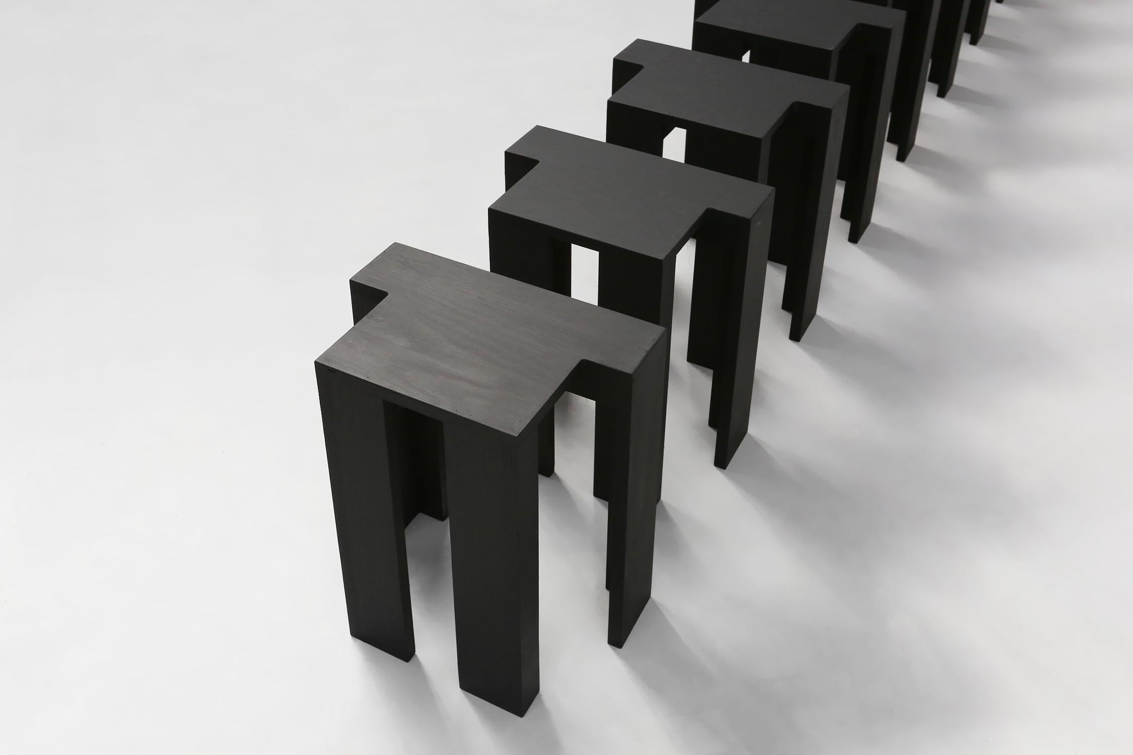 Black stackable stools of side tables (new) by Bram Vanderbeke, Belgium, 2017  In New Condition For Sale In Meulebeke, BE