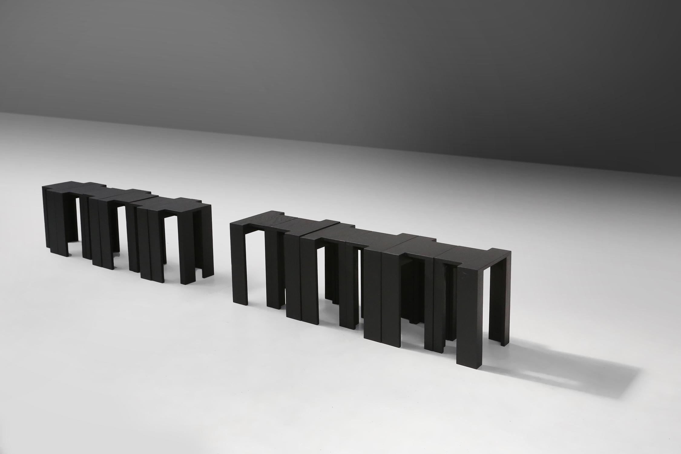 Black stackable stools of side tables (new) by Bram Vanderbeke, Belgium, 2017  For Sale 1