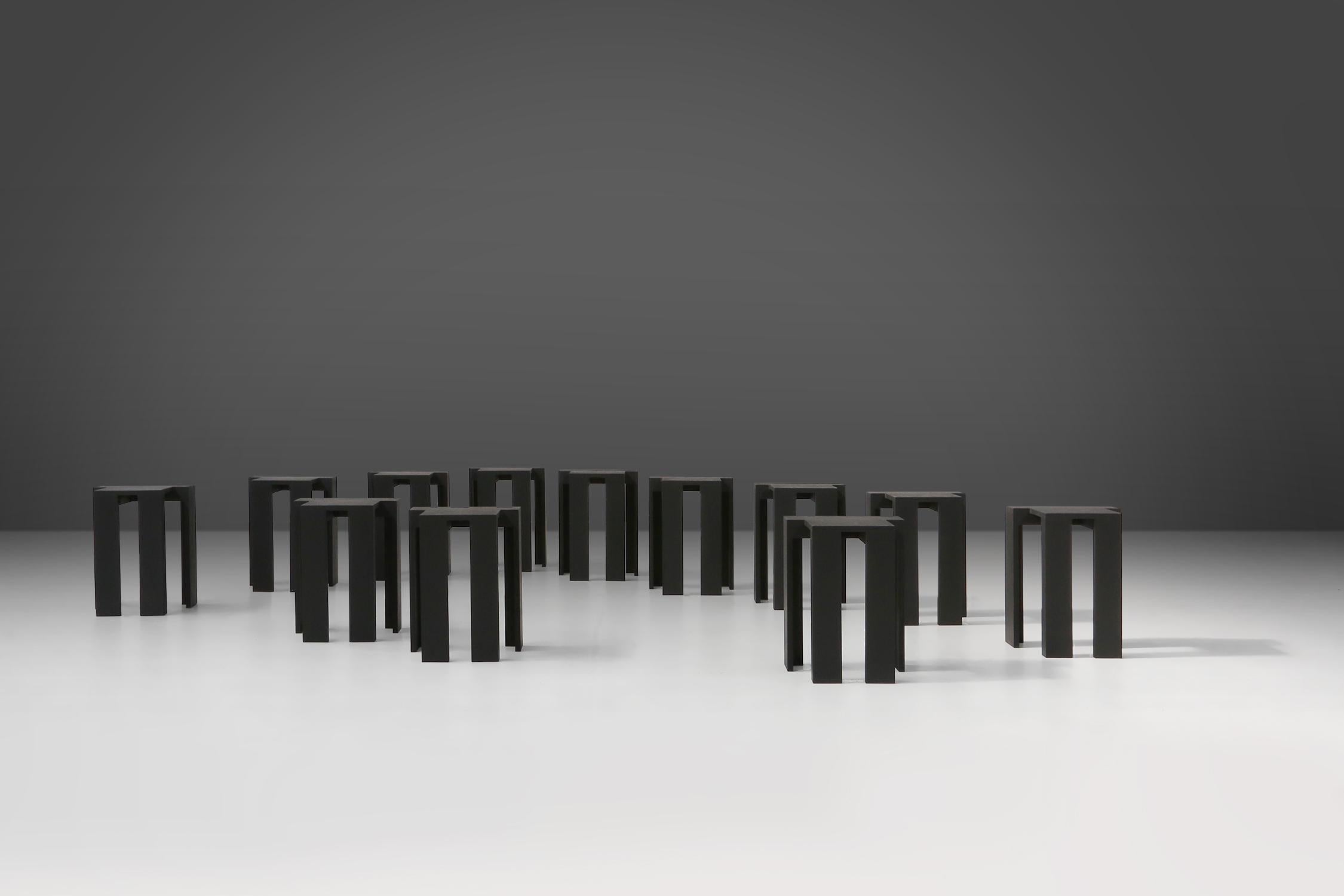 Black stackable stools of side tables (new) by Bram Vanderbeke, Belgium, 2017  For Sale 2