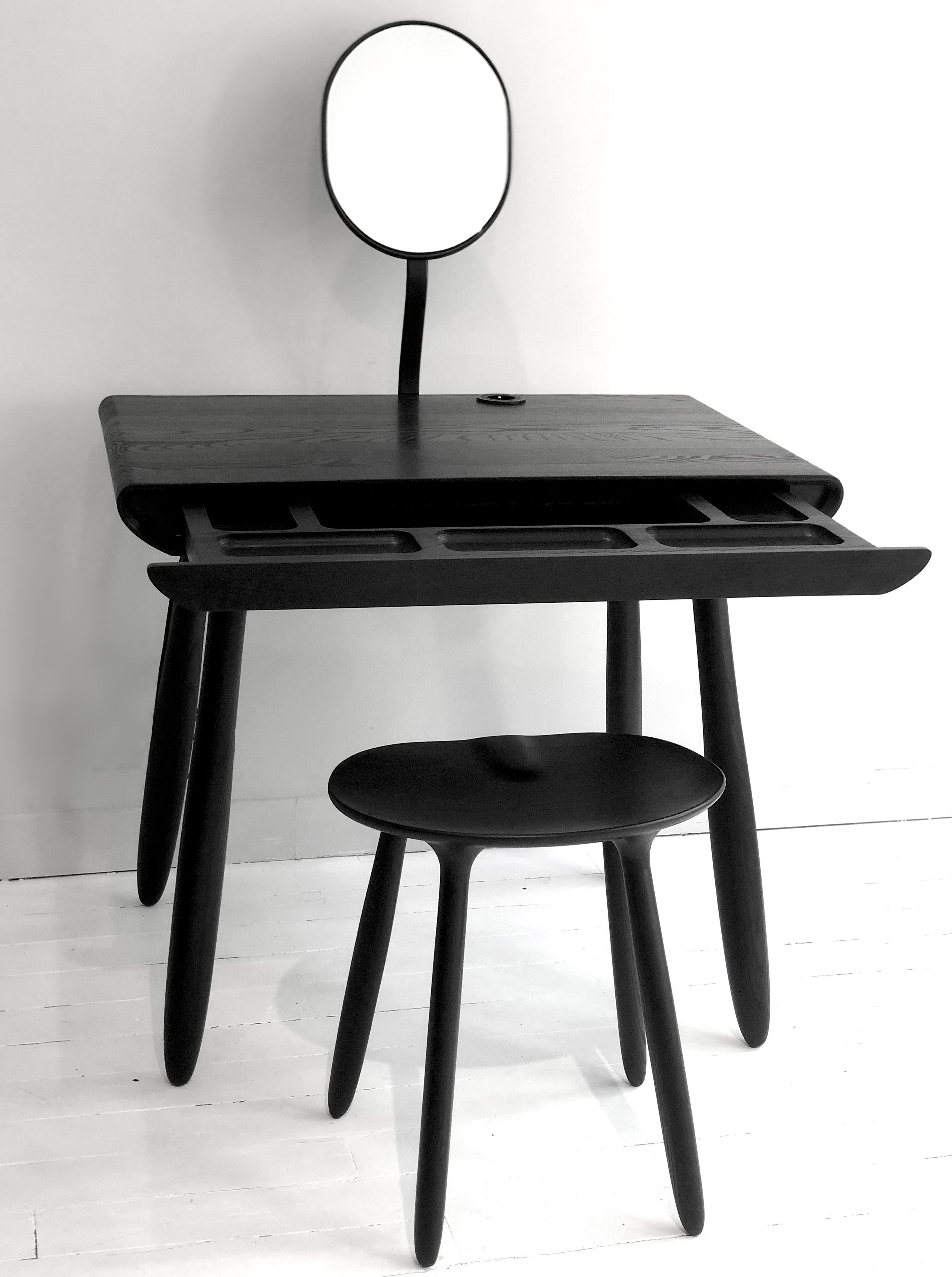 Modern Black Stained Ash Daiku Vanity Table by Victoria Magniant