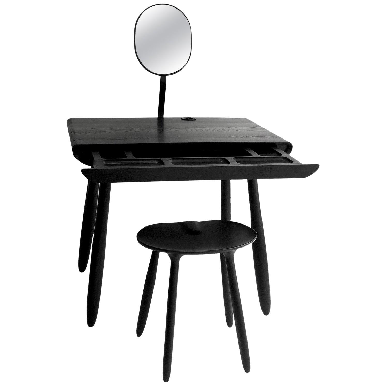 Black Stained Ash Daiku Vanity Table by Victoria Magniant