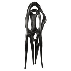 Black Stained Ash Drift Sculpture No 2 Hand-Carved and Signed by Maxime Goléo