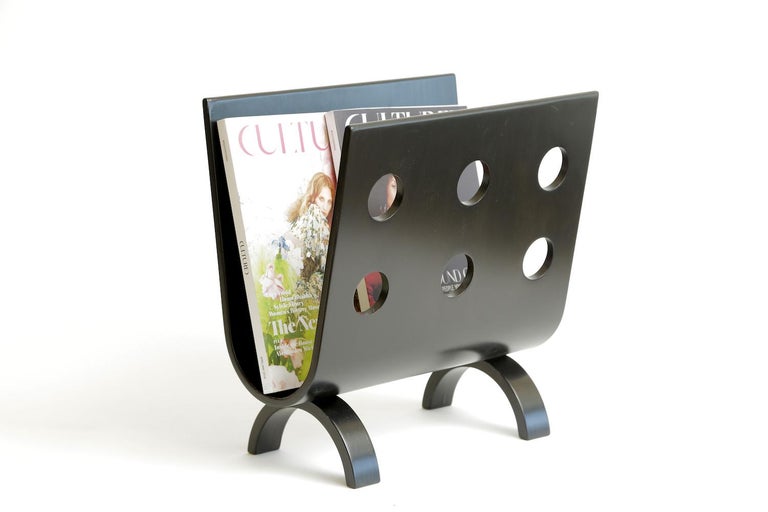 MidCentury Modern Black Stained Bentwood Sculptural Magazine Stand or