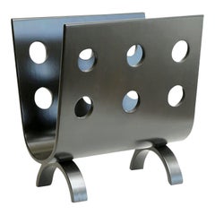 Black Stained Bentwood Sculptural Magazine Stand, Rack Mid Century Modern