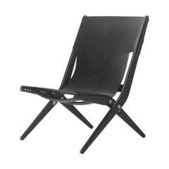 Black Stained Oak and Black Leather Saxe Chair by Lassen
