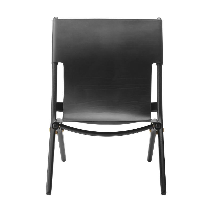 Modern Black Stained Oak and Black Leather Saxe Chair by Lassen For Sale