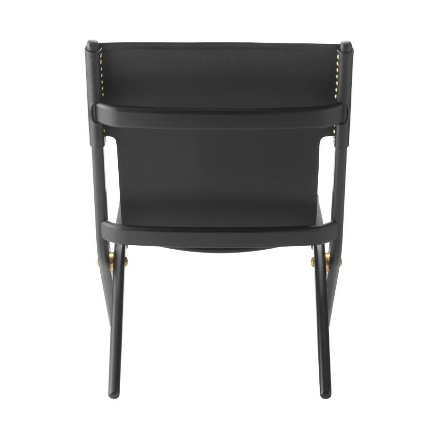 Danish Black Stained Oak and Black Leather Saxe Chair by Lassen For Sale