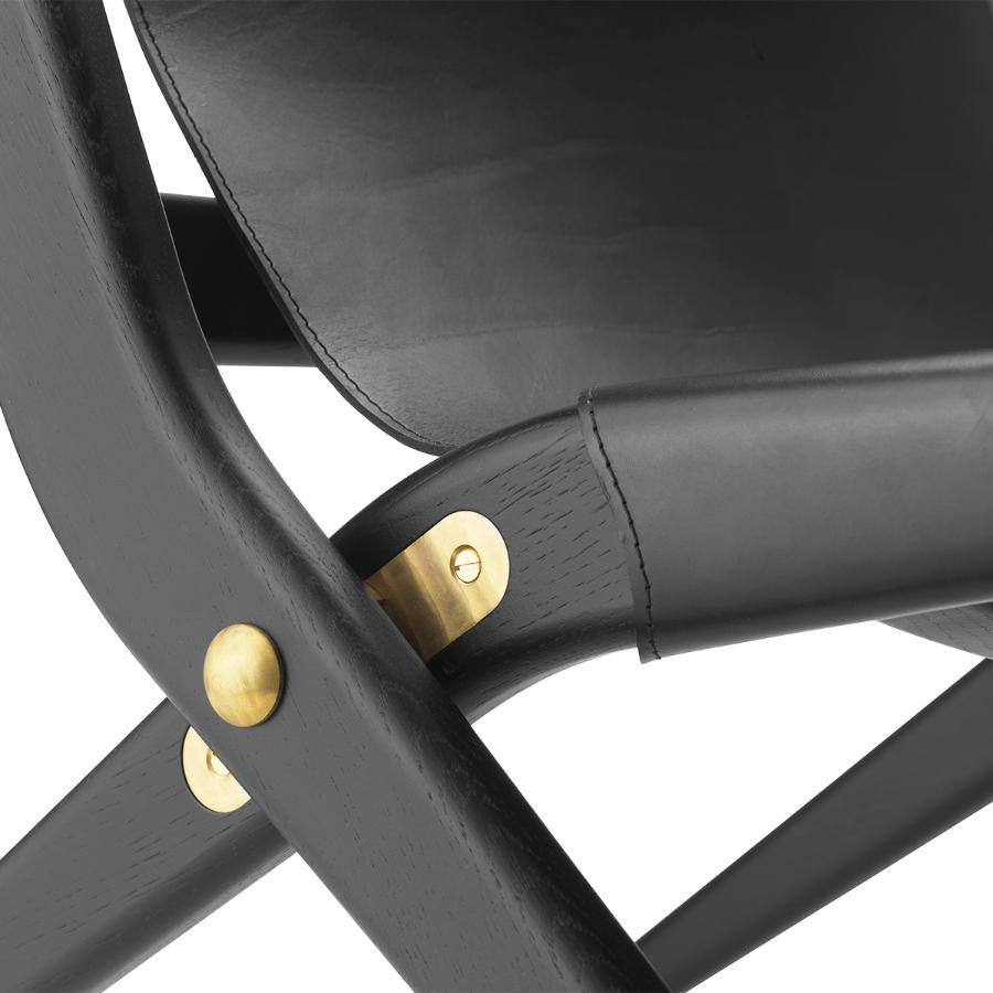 Black Stained Oak and Black Leather Saxe Chair by Lassen In New Condition For Sale In Geneve, CH