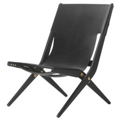 Black Stained Oak and Black Leather Saxe Chair by Lassen