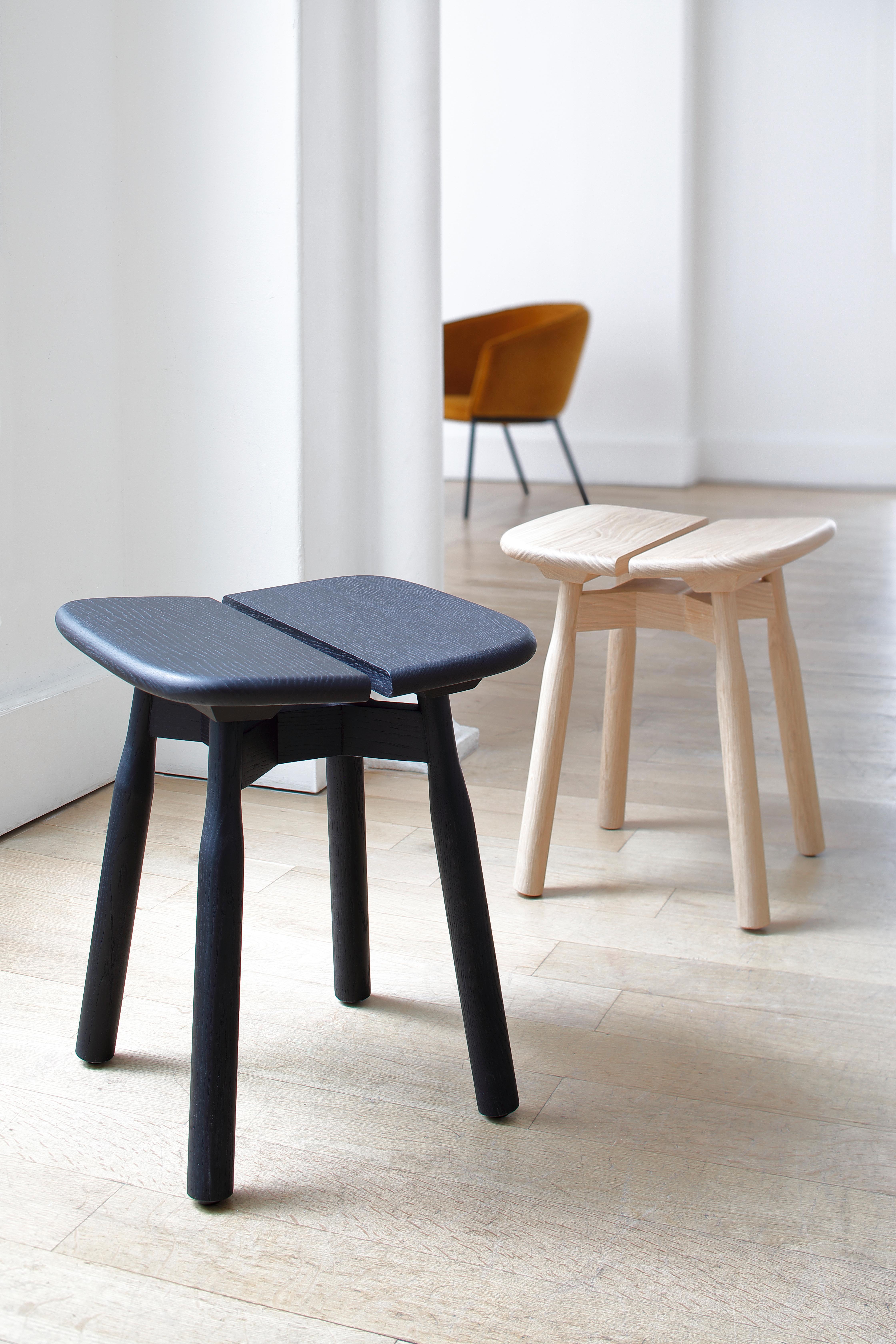French Black Stained Oak DOM Stool by Marcos Zanuso Jr For Sale