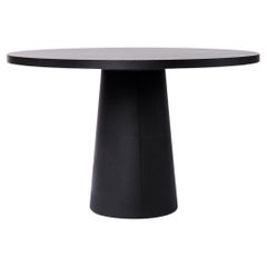 Black Stained Oak Top Container Round Pedestal Dining Table, Moooi